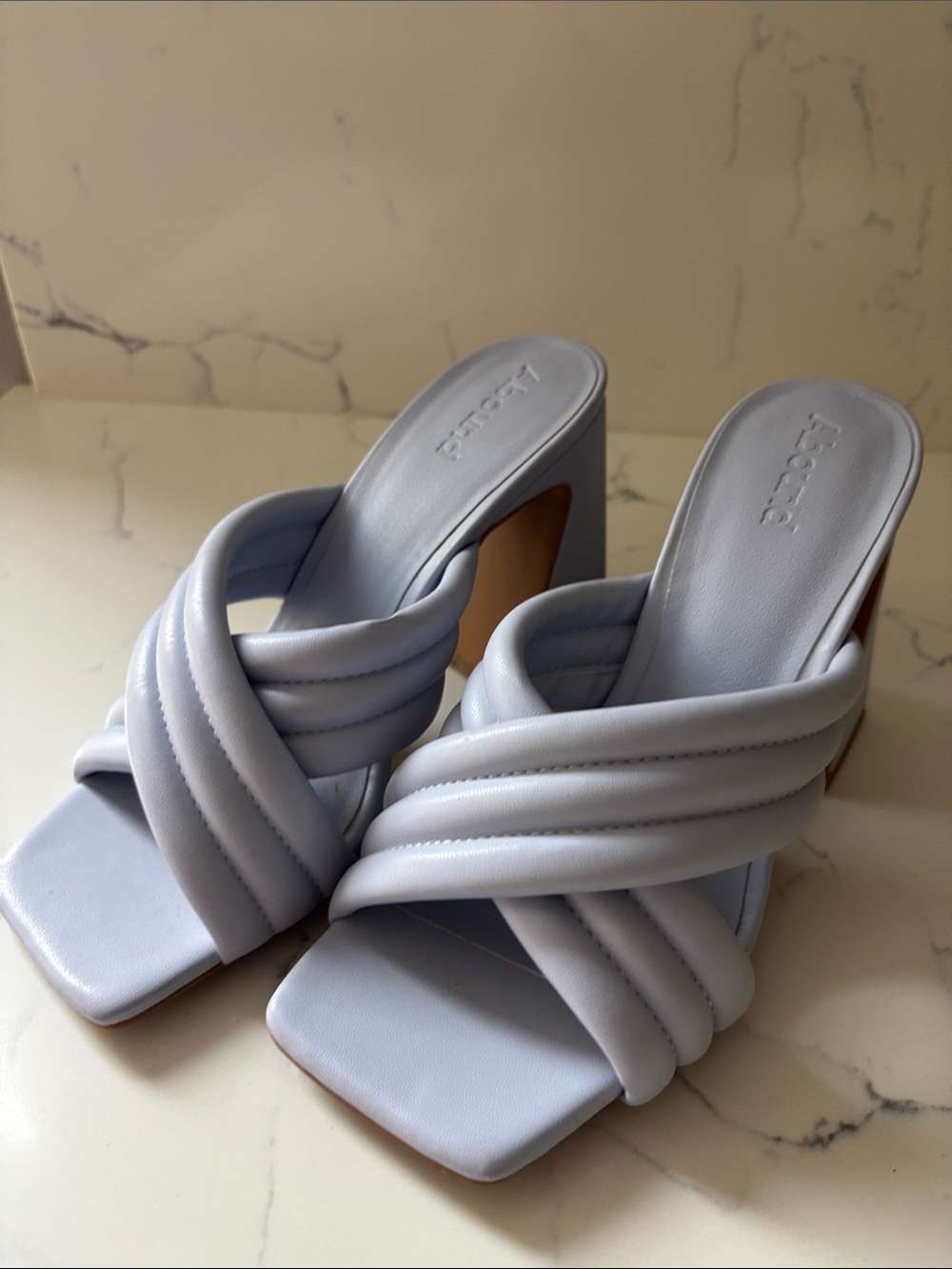 Abound  Light Blue Padded Block Heel Slide Sandals size 7